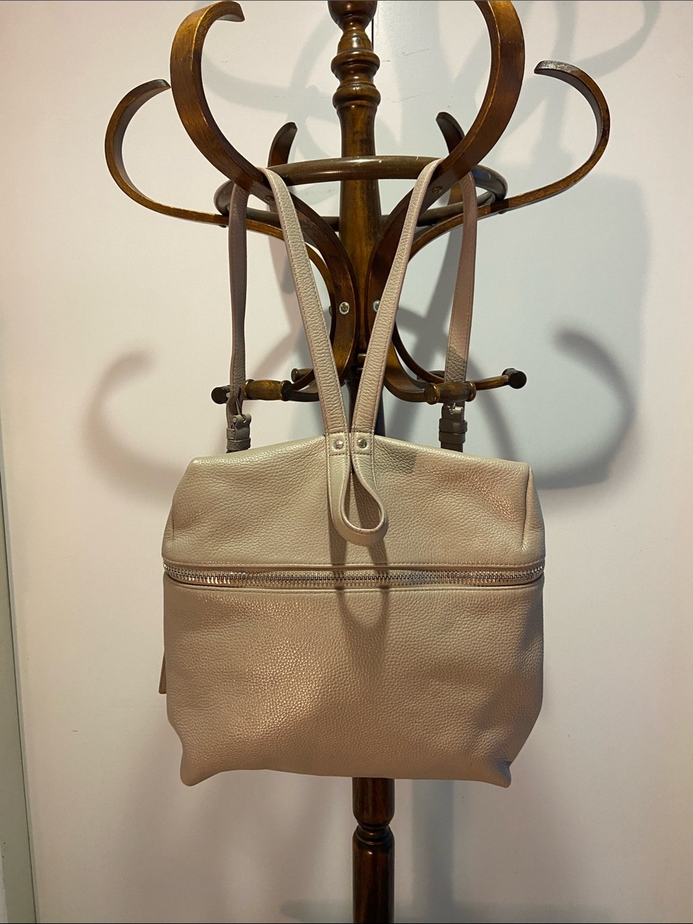 Kara Light Grey Leather “Larger” Backpack